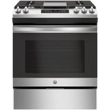 GE 30 Inch Wide 5.3 Cu. Ft. Slide In Gas Range with Integrated Non-Stick Griddle and Two Power Burners